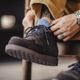Maden Men's Retro Brown High Top Work Boots Chunky Sole Lace-Up Cow Suede Thermal Combat Boots for Autumn and Winter Shoes
