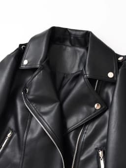 Ailegogo New Spring Autumn Moto Biker Loose Black Faux Leather Jacket Streetwear Female Zipper Coat Outwear