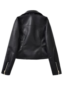 Ailegogo New Spring Autumn Moto Biker Loose Black Faux Leather Jacket Streetwear Female Zipper Coat Outwear