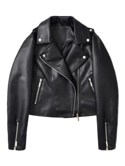 Ailegogo New Spring Autumn Moto Biker Loose Black Faux Leather Jacket Streetwear Female Zipper Coat Outwear