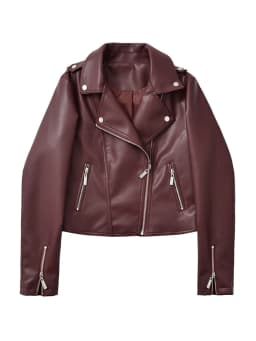 Ailegogo New Spring Autumn Moto Biker Loose Black Faux Leather Jacket Streetwear Female Zipper Coat Outwear
