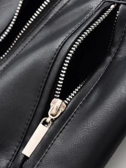 Ailegogo New Spring Autumn Moto Biker Loose Black Faux Leather Jacket Streetwear Female Zipper Coat Outwear