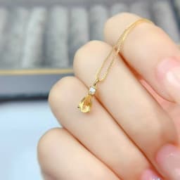 Small 925 Silver Gemstone Pendant Natural Citrine Pendant 4mm*6mm VVS Grade Genuine Citrine Jewelry