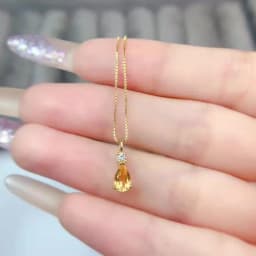 Small 925 Silver Gemstone Pendant Natural Citrine Pendant 4mm*6mm VVS Grade Genuine Citrine Jewelry