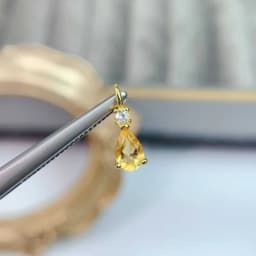 Small 925 Silver Gemstone Pendant Natural Citrine Pendant 4mm*6mm VVS Grade Genuine Citrine Jewelry