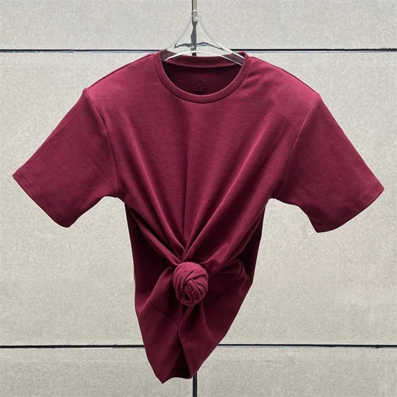 Women's t-shirt 2025 summer New elastic knitted short sleeved top 3D flower decorated round neck pullover pure cotton crop top