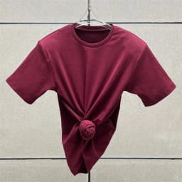 Women's t-shirt 2025 summer New elastic knitted short sleeved top 3D flower decorated round neck pullover pure cotton crop top