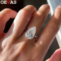 OEVAS 1-4ct Pear Cut Moissanite Diamond Rings For Women 925 Sterling Silver Sparkling Wedding Band Party Fine Jewelry Gift