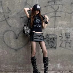 Seeslim Goth Print Women's T-shirt Short Sleeve Gothic Graphic Tee Female Clothing 2000s Clothes Y2k Summer Tops Slim Tshirt