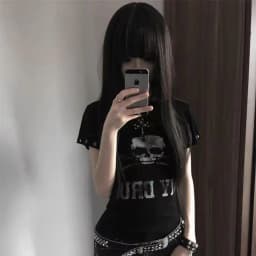 Seeslim Goth Print Women's T-shirt Short Sleeve Gothic Graphic Tee Female Clothing 2000s Clothes Y2k Summer Tops Slim Tshirt