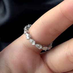 COSYA 4.5cttw Pear Cut Moissanite Eternity Ring For Women 100% S925 Silver Certified Waterdrop Diamond Wedding Band Fine Jewelry