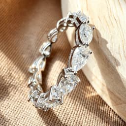 COSYA 4.5cttw Pear Cut Moissanite Eternity Ring For Women 100% S925 Silver Certified Waterdrop Diamond Wedding Band Fine Jewelry
