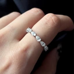 COSYA 4.5cttw Pear Cut Moissanite Eternity Ring For Women 100% S925 Silver Certified Waterdrop Diamond Wedding Band Fine Jewelry