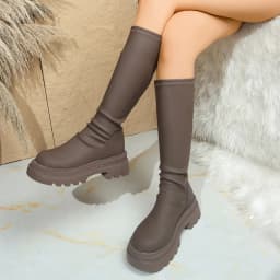 Sexy Black Thick Bottom Knee High Boots Women 2026 Winter Comfort Platform Thick Heel Elastic Long Riding Boots Plus Size Shoes