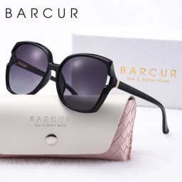 BARCUR Fashion Women Sunglasses Gradient Colors PC Elliptical Large Frame UVA/B Polarized Sunglasses White Gift Box Package