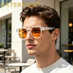CATERSIDE Fashion Trend Square Men Sunglasses Women Core Insert Temple Luxury Brand Sun Glasses Travel Beach Party Festiva Gifts
