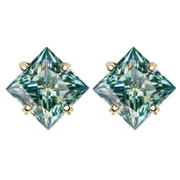 Bocarman Princess Cut Green Moissanite Stud Earrings S925 Silver Claw Set 1.2CT 3CT Fine Jewelry for Women