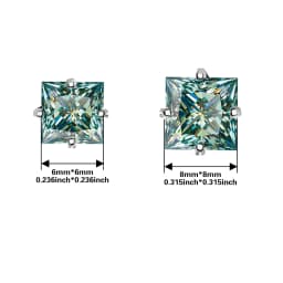 Bocarman Princess Cut Green Moissanite Stud Earrings S925 Silver Claw Set 1.2CT 3CT Fine Jewelry for Women