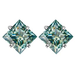 Bocarman Princess Cut Green Moissanite Stud Earrings S925 Silver Claw Set 1.2CT 3CT Fine Jewelry for Women