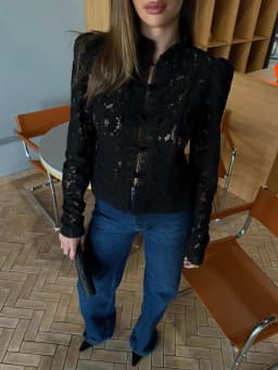 Tossy Summer Lace Printed Shirts Tops Female Hollow Out Fashion Commute Vintage See-Through Blouse Women's Lace Shrug Shirts New