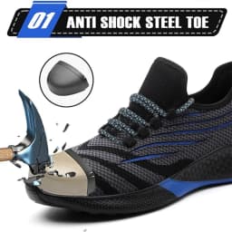 Steel Toe Work Shoes for Men Lightweight Safety Sneakers Comfortable Breathable Anti-Puncture Construction Working Shoes Boots