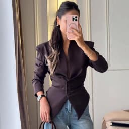 UNITIM Lace Up Solid Suit Jacket 2026 Pleated Women's Jacket Chic V-neck Waist Cinched Single Breasted Tie Up Full Sleeve Coats