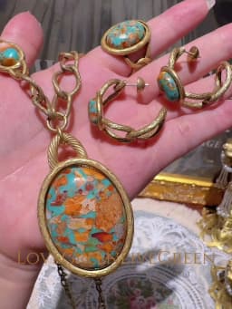 Vintage Jewelry Set Oval Natural Stone Nautical Map Designers Pendants And Necklaces Earrings Antique Gold Color Women Ring 2025