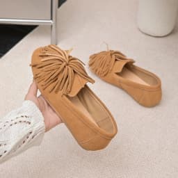 AIYUQI Women's Flat Shoes Genuine Leather 2026 New Tassel Women's Loafers Large Size Ballet Mary Jane Shoes For Women