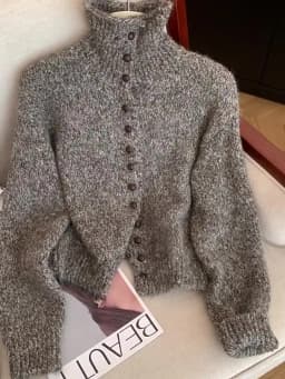 Women's Turtleneck Cardigan Sweater Y2k Vintage 2000s Jumper Knitwear Long Sleeves Korean Soft Cozy Sweater Autumn Winter 2025