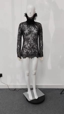 TWOTWINSTYLE Slimming Sheer Spliced Lace Sexy Blouses for Women High Neck Long Sleeves Patchwork Shirring Blouse Female Clothing