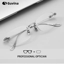 Designer Pure Titanium Fashion Square Frames Frameless Optical Blue Light Prescription Glasses Myopia Hyperopia For Men Women