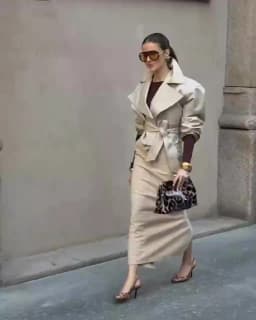 SLTNX 2026 New Women's British Wind Trench Coat Style Double-breasted Long Sleeve Belt Lapel Jacket Short Coat