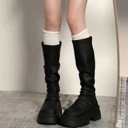 Autumn Winter Slim Women Knee High Boots Female Platform Thick Bottom Long Booties Zapatos De Mujer