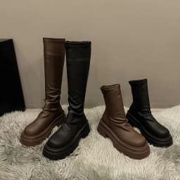 Autumn Winter Slim Women Knee High Boots Female Platform Thick Bottom Long Booties Zapatos De Mujer