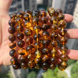 10mm 12mm Big Piebald Amber Bracelet Wholesale New Round Defect Stone Diy Trendy Women Baltic Genuine Ambre Natural Jewelry Gift