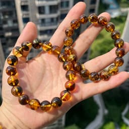 10mm 12mm Big Piebald Amber Bracelet Wholesale New Round Defect Stone Diy Trendy Women Baltic Genuine Ambre Natural Jewelry Gift
