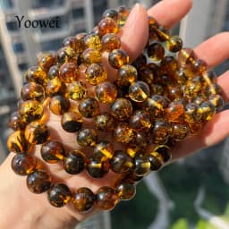 10mm 12mm Big Piebald Amber Bracelet Wholesale New Round Defect Stone Diy Trendy Women Baltic Genuine Ambre Natural Jewelry Gift