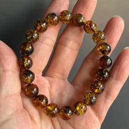 10mm 12mm Big Piebald Amber Bracelet Wholesale New Round Defect Stone Diy Trendy Women Baltic Genuine Ambre Natural Jewelry Gift
