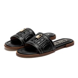 C-H Woman Flat Shoes Summer New Solid Color Embossed Sandals Simple Fashion Slippers For Girl Students Shoes