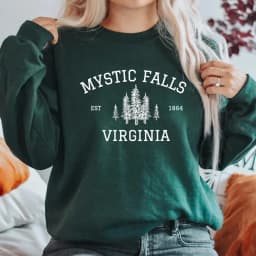 Mystic Falls Virginia Sweatshirt Vampire Fan Sweater Salvatore Brothers Hoodie Unisex Long Sleeve Sweatshirts Casual Pullovers