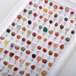50 Pieces/Lot Imitative Natural Opal Stone Rings Fashion Jewelry Women's Gifts 2023 New