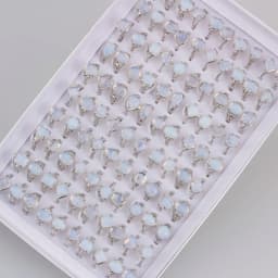 50 Pieces/Lot Imitative Natural Opal Stone Rings Fashion Jewelry Women's Gifts 2023 New