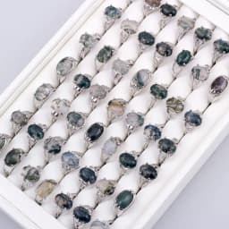 50 Pieces/Lot Imitative Natural Opal Stone Rings Fashion Jewelry Women's Gifts 2023 New