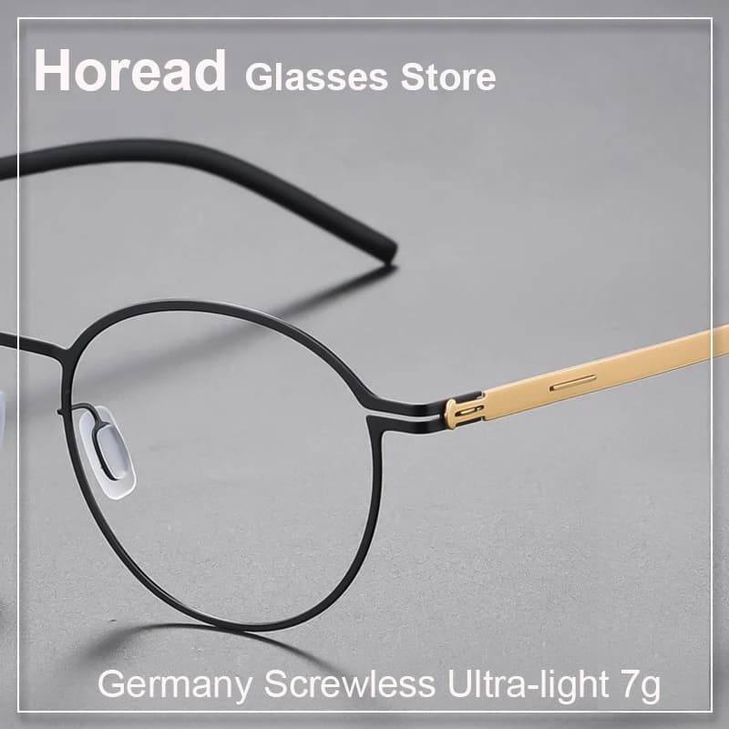 Germany Fashion Round Screwless Ultra-light Glasses Frame Men Women Brand Designer Tona Stainless Steel Eyeglasses Eyewear Gafas