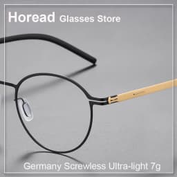 Germany Fashion Round Screwless Ultra-light Glasses Frame Men Women Brand Designer Tona Stainless Steel Eyeglasses Eyewear Gafas