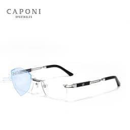 CAPONI Hot Rimless Men's Glasses Frame Luxury Business Pure Titanium Acetate Eyeglasses UV400 Brand Design New Spectacles J23026