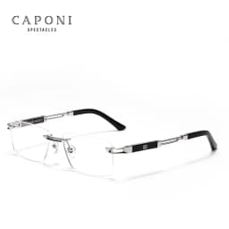 CAPONI Hot Rimless Men's Glasses Frame Luxury Business Pure Titanium Acetate Eyeglasses UV400 Brand Design New Spectacles J23026