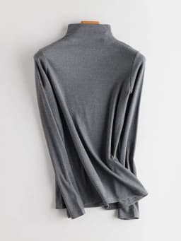 SuyaDream Women Bottoming T Shirt Real Silk Blend Long Sleeves Solid Basic Shirt 2024 Autumn Winter Turtleneck Top