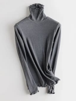 SuyaDream Women Bottoming T Shirt Real Silk Blend Long Sleeves Solid Basic Shirt 2024 Autumn Winter Turtleneck Top