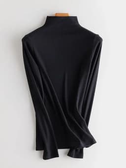 SuyaDream Women Bottoming T Shirt Real Silk Blend Long Sleeves Solid Basic Shirt 2024 Autumn Winter Turtleneck Top